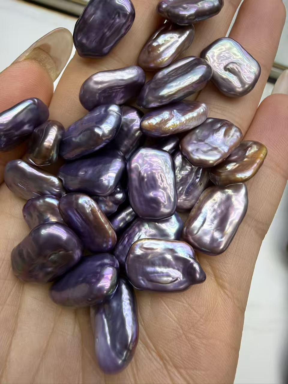 0.0【Live】Purple Rectangle Freshwater  Pearls Oyster